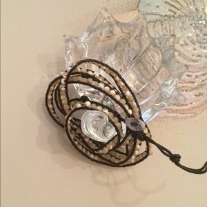 Artisan beach Chan Luu style mother of pearl leather wrap 3x